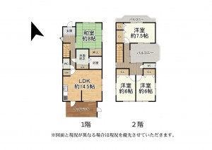 草津市追分、中古一戸建ての間取り画像です