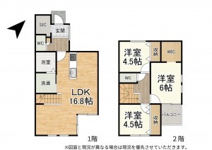 大津市一里山、新築一戸建ての間取り画像です