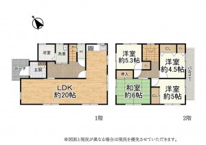 大津市堅田、中古一戸建ての間取り画像です