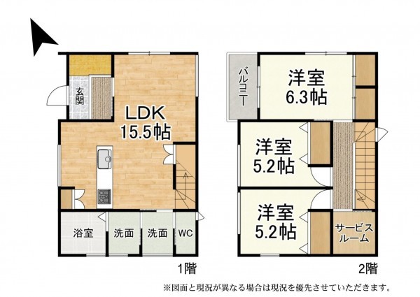 草津市矢橋町、新築一戸建ての間取り画像です