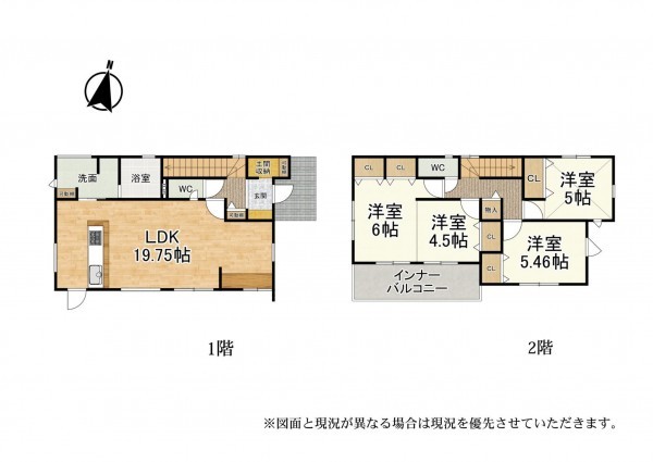 大津市木の岡町、新築一戸建ての間取り画像です