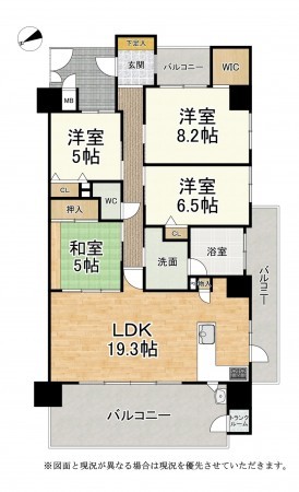 大津市瀬田、マンションの間取り画像です