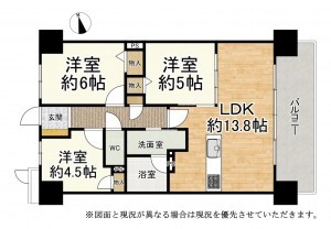 大津市におの浜、マンションの間取り画像です