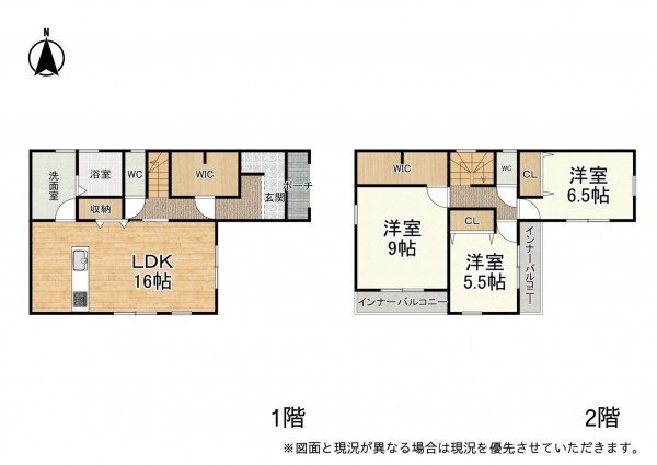 大津市錦織、新築一戸建ての間取り画像です