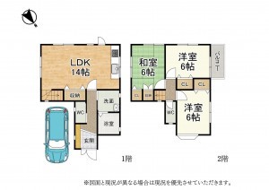 草津市東草津、中古一戸建ての間取り画像です