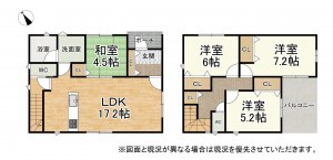 大津市雄琴、新築一戸建ての間取り画像です