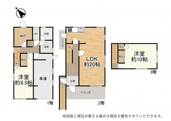 草津市矢橋町、中古一戸建ての間取り画像です