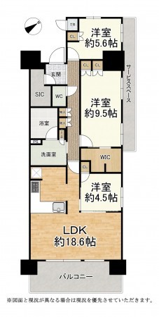 大津市柳が崎、マンションの間取り画像です