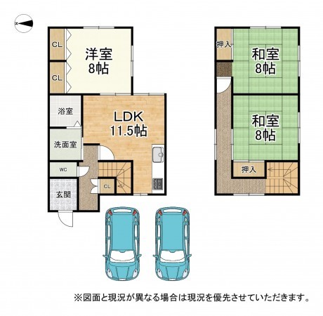 大津市大江、中古一戸建ての間取り画像です