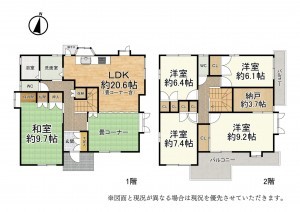 大津市本宮、中古一戸建ての間取り画像です