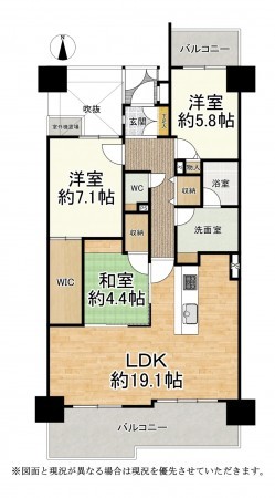 大津市中庄、マンションの間取り画像です