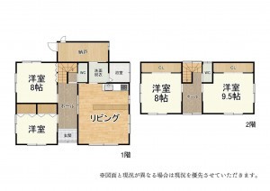 大津市石場、中古一戸建ての間取り画像です