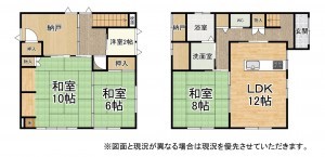 草津市草津町、中古一戸建ての間取り画像です
