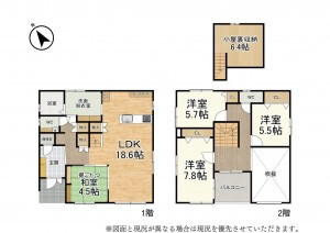 草津市西草津、新築一戸建ての間取り画像です