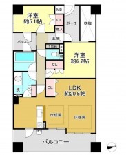 大津市におの浜、マンションの間取り画像です