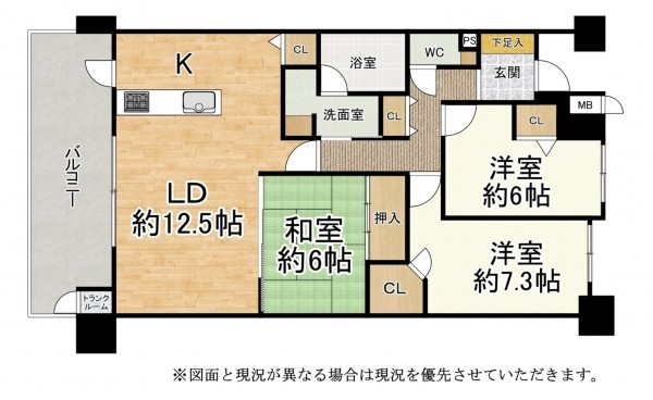 大津市桜野町、マンションの間取り画像です