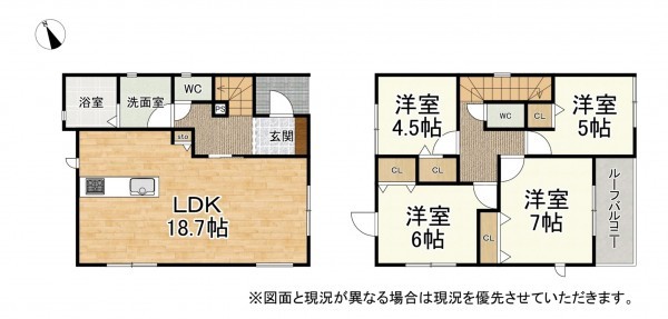 草津市南笠町、新築一戸建ての間取り画像です