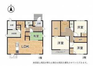 草津市矢橋町、中古一戸建ての間取り画像です