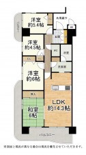 大津市茶が崎、マンションの間取り画像です