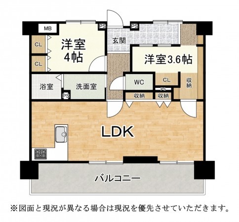 大津市逢坂、マンションの間取り画像です