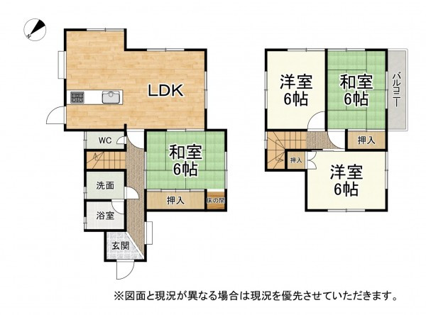 大津市大将軍、中古一戸建ての間取り画像です