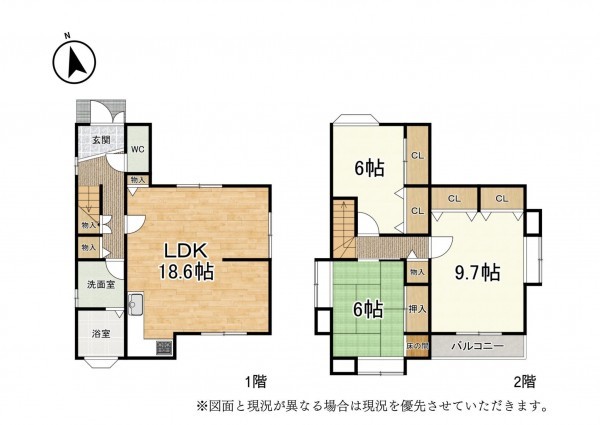 大津市坂本、中古一戸建ての間取り画像です