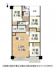 大津市中庄、マンションの間取り画像です