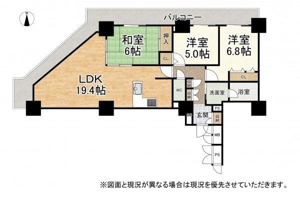 大津市皇子が丘、マンションの間取り画像です