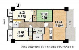 大津市中庄、マンションの間取り画像です
