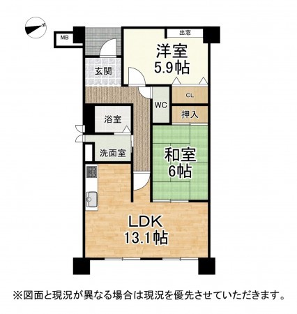 草津市南笠東、マンションの間取り画像です