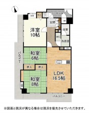 大津市大萱、マンションの間取り画像です