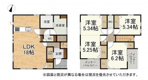 大津市螢谷、新築一戸建ての間取り画像です