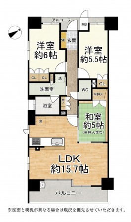 大津市打出浜、マンションの間取り画像です