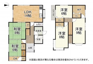 大津市南志賀、中古一戸建ての間取り画像です