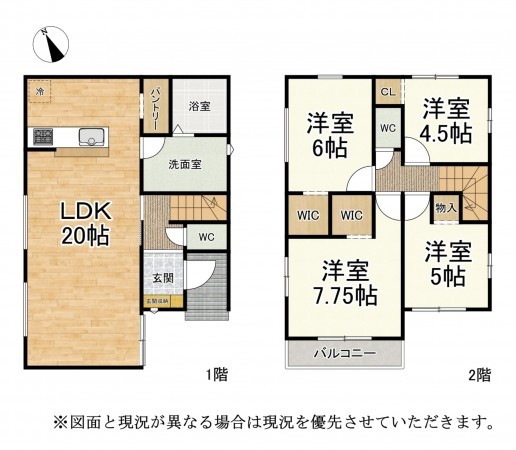 大津市中央、新築一戸建ての間取り画像です