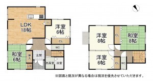 大津市木の岡町、中古一戸建ての間取り画像です