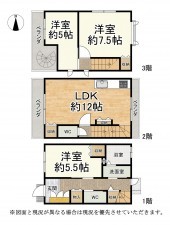 大津市馬場、中古一戸建ての間取り画像です