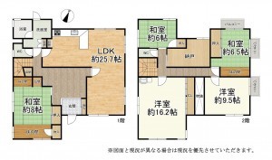 大津市本宮、中古一戸建ての間取り画像です