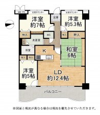 大津市真野、マンションの間取り画像です