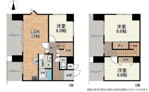大津市桜野町、マンションの間取り画像です