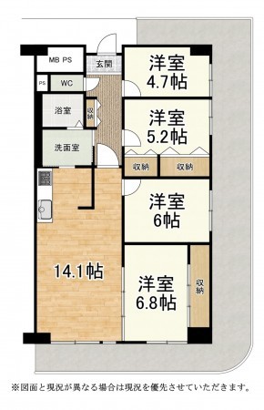 大津市蓮池町、マンションの間取り画像です