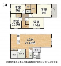 大津市皇子が丘、新築一戸建ての間取り画像です