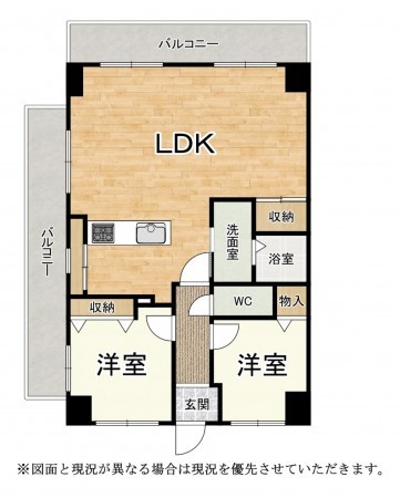 大津市真野、マンションの間取り画像です