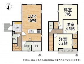 大津市瀬田、新築一戸建ての間取り画像です