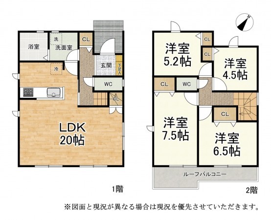 大津市月輪、新築一戸建ての間取り画像です