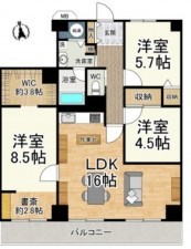 大津市湖城が丘、マンションの間取り画像です
