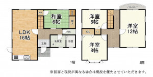 大津市平津、中古一戸建ての間取り画像です