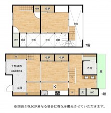 大津市尾花川、中古一戸建ての間取り画像です
