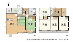 草津市追分、中古一戸建ての間取り画像です