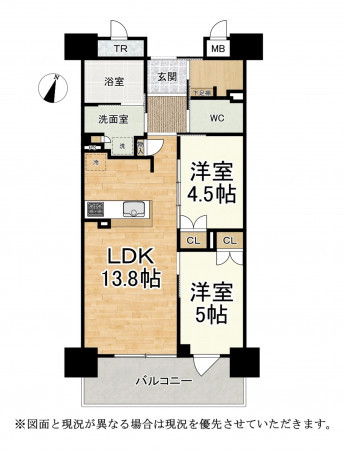 大津市今堅田、マンションの間取り画像です